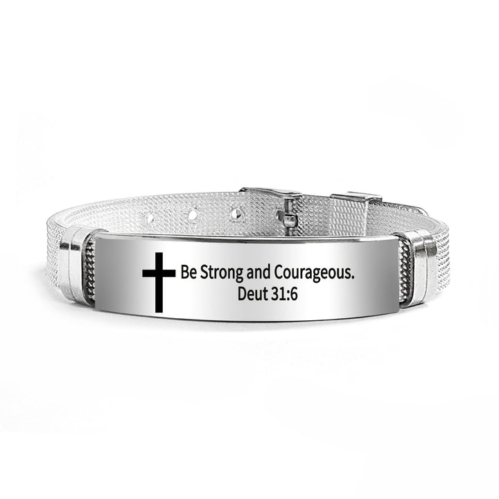 Christianartworkshop Multi - Styled Motivational Cross Bracelet with Bible Verses - Black PVC 31:6 - image 69