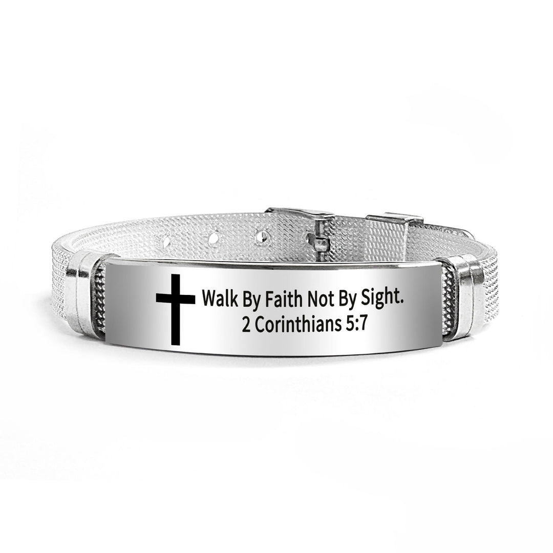 Christianartworkshop Multi - Styled Motivational Cross Bracelet with Bible Verses - Black PVC 5:7 - image 64