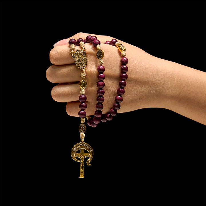 Christianartworkshop Marian Protection Purple-Golden Rosary with Ornate Halo Crucifix: Royal Tones of Faith - image 1