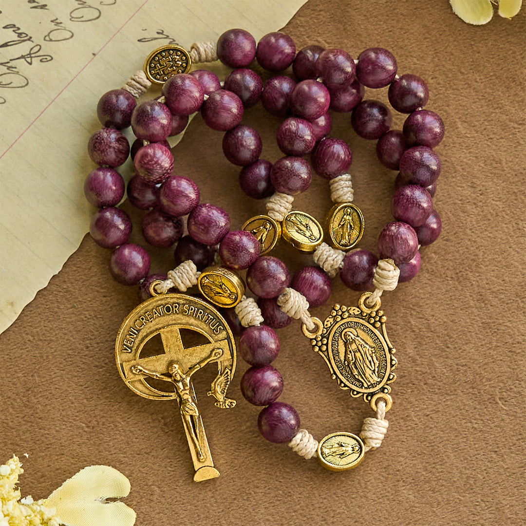 Christianartworkshop Marian Protection Purple-Golden Rosary with Ornate Halo Crucifix: Royal Tones of Faith - image 2