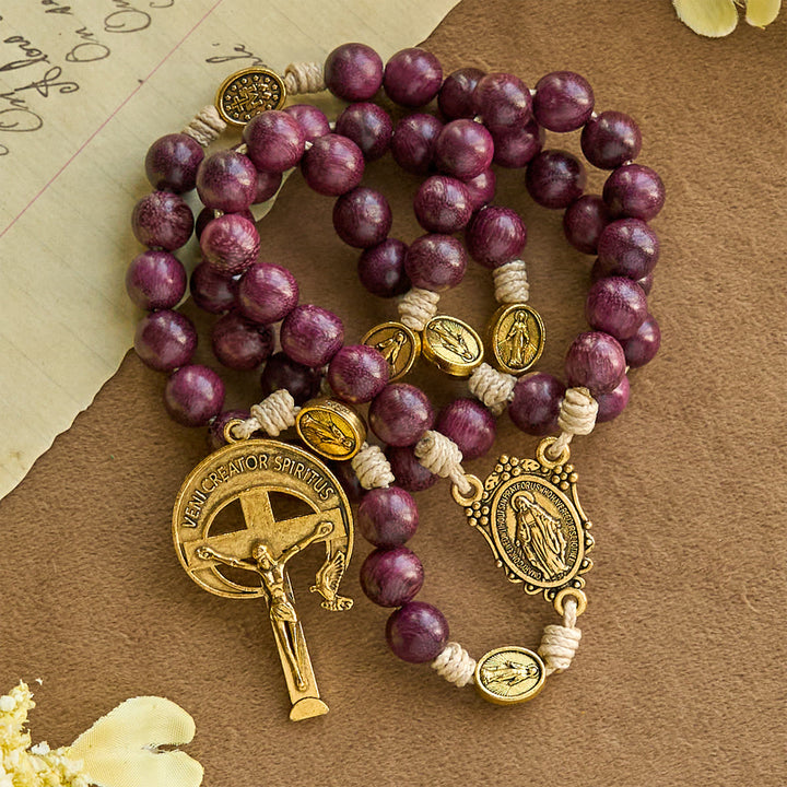Christianartworkshop Marian Protection Purple-Golden Rosary with Ornate Halo Crucifix: Royal Tones of Faith - image 2