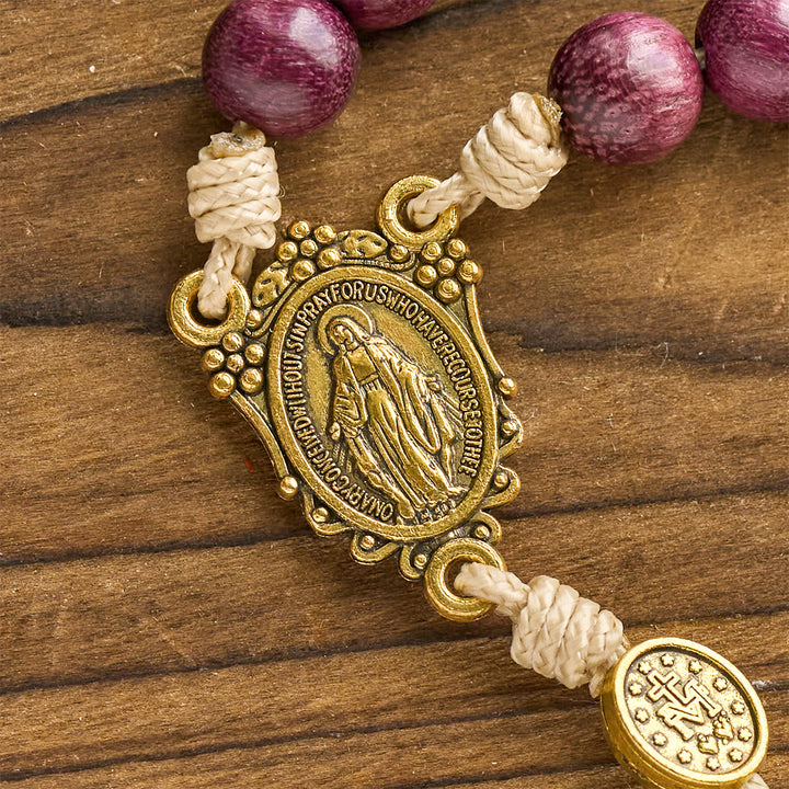 Christianartworkshop Marian Protection Purple-Golden Rosary with Ornate Halo Crucifix: Royal Tones of Faith - image 8