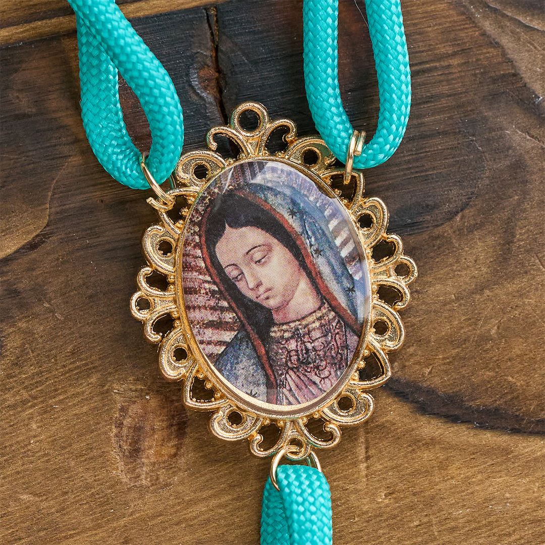 Christianartworkshop Vibrant Turquoise Knotted Rosary with Guadalupe Cameo: Strong Grip, Holy Focus - image 7