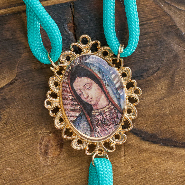 Christianartworkshop Vibrant Turquoise Knotted Rosary with Guadalupe Cameo: Strong Grip, Holy Focus - image 7
