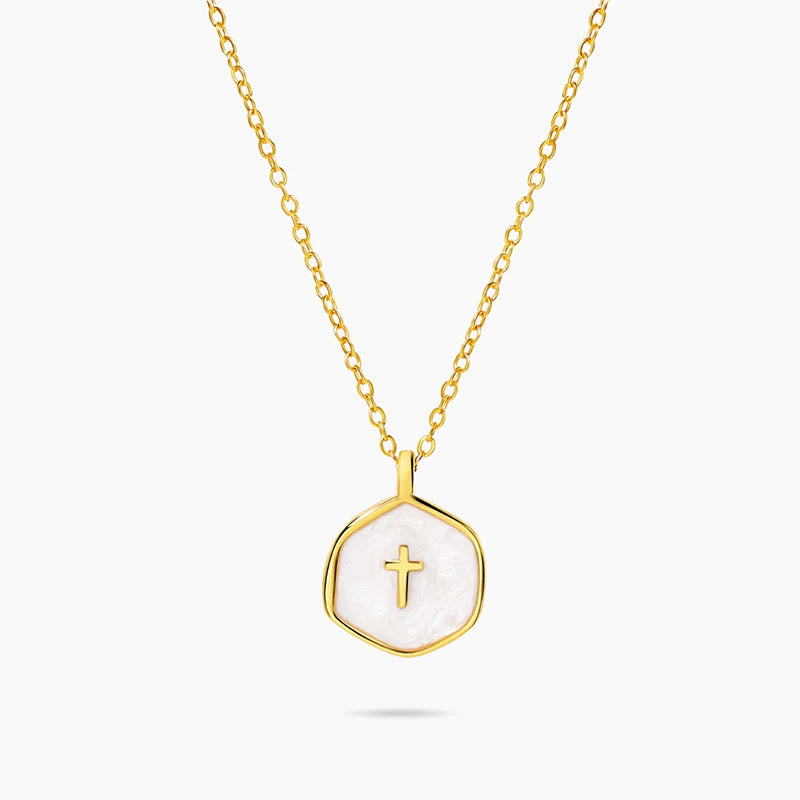 Christianartworkshop Geometric Cross Pendant Necklace in Pastel Hues - White - image 0