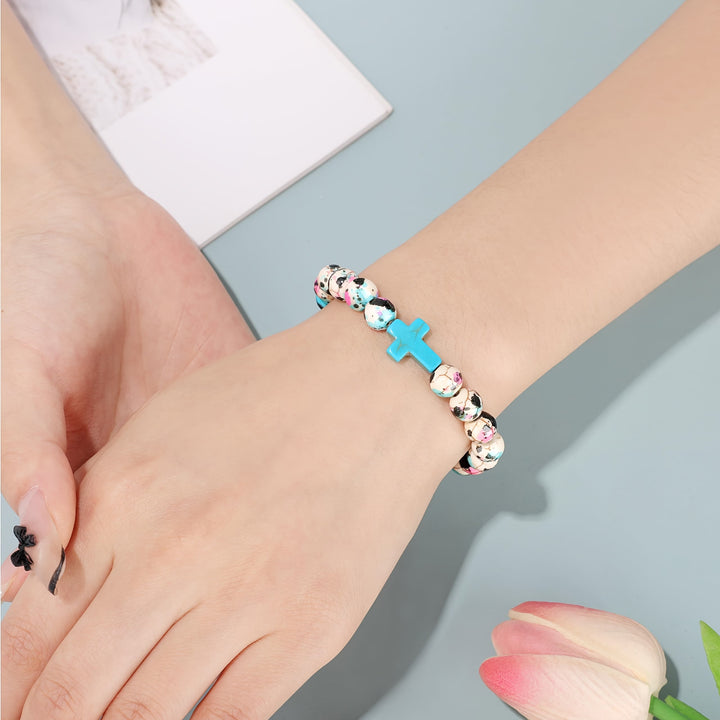 Christianartworkshop Inspirational Psalm 46:5 Cross Bracelet with Colorful Crackle Beads - image 2