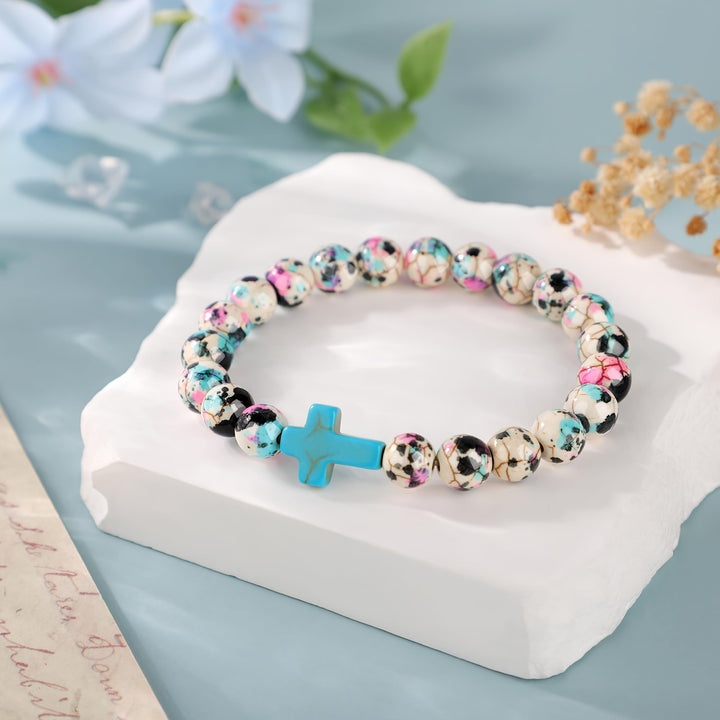 Christianartworkshop Inspirational Psalm 46:5 Cross Bracelet with Colorful Crackle Beads - image 3