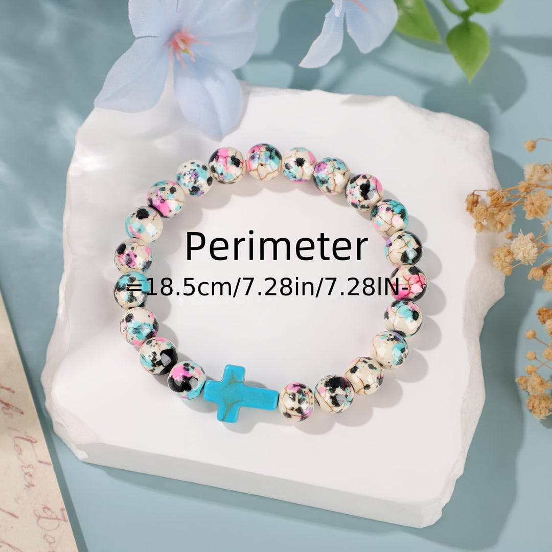 Christianartworkshop Inspirational Psalm 46:5 Cross Bracelet with Colorful Crackle Beads - image 4