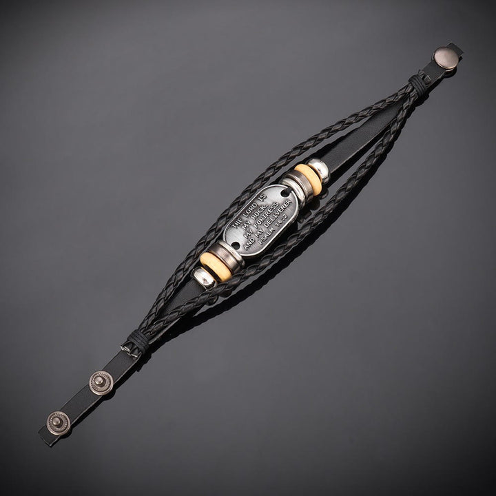 Christianartworkshop Handcrafted Braided Leather Bracelet with Psalm 18:2 Inscription - image 5