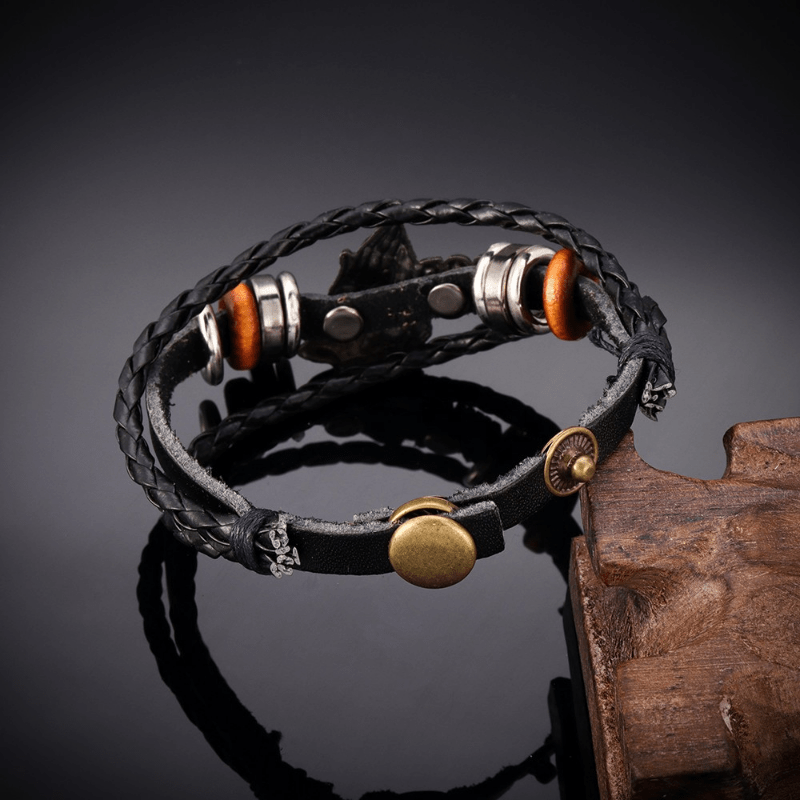 Christianartworkshop Retro - Style Praying Hands Bracelet GOD BLESS ME Black Braided Design - image 4