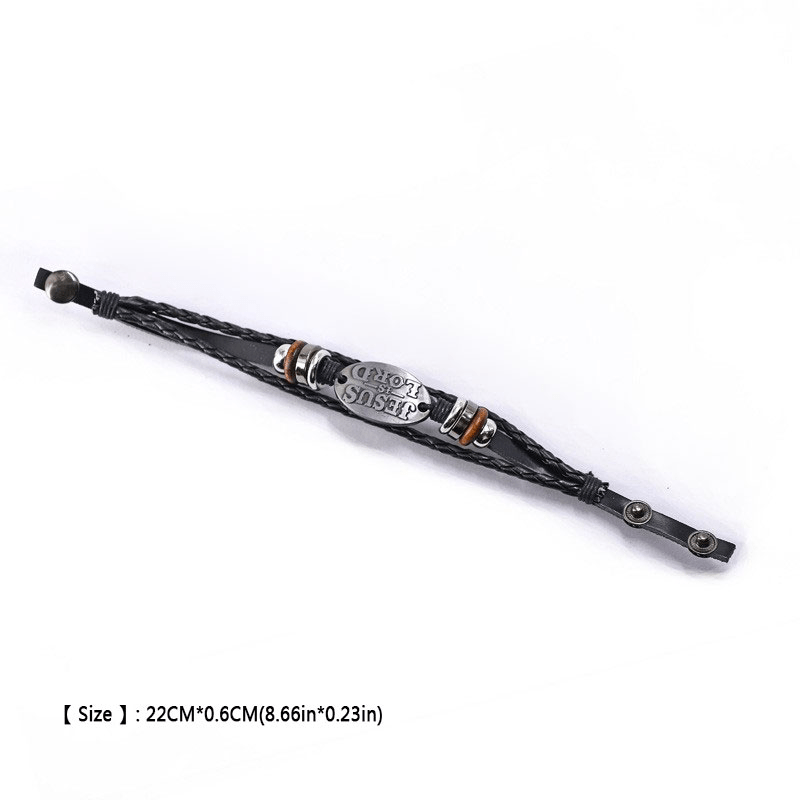 Christianartworkshop Black Braided Leather Bracelet with JESUS IS LORD Inscription - image 9