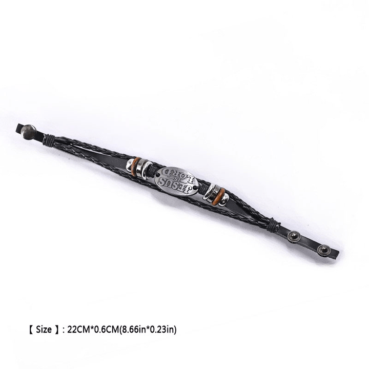 Christianartworkshop Black Braided Leather Bracelet with JESUS IS LORD Inscription - image 9