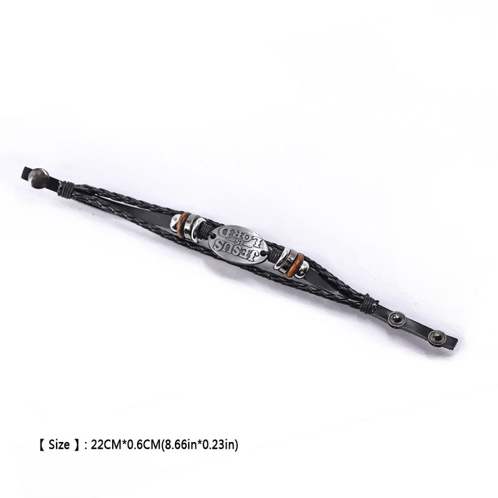 Christianartworkshop Black Braided Leather Bracelet with JESUS IS LORD Inscription - image 9