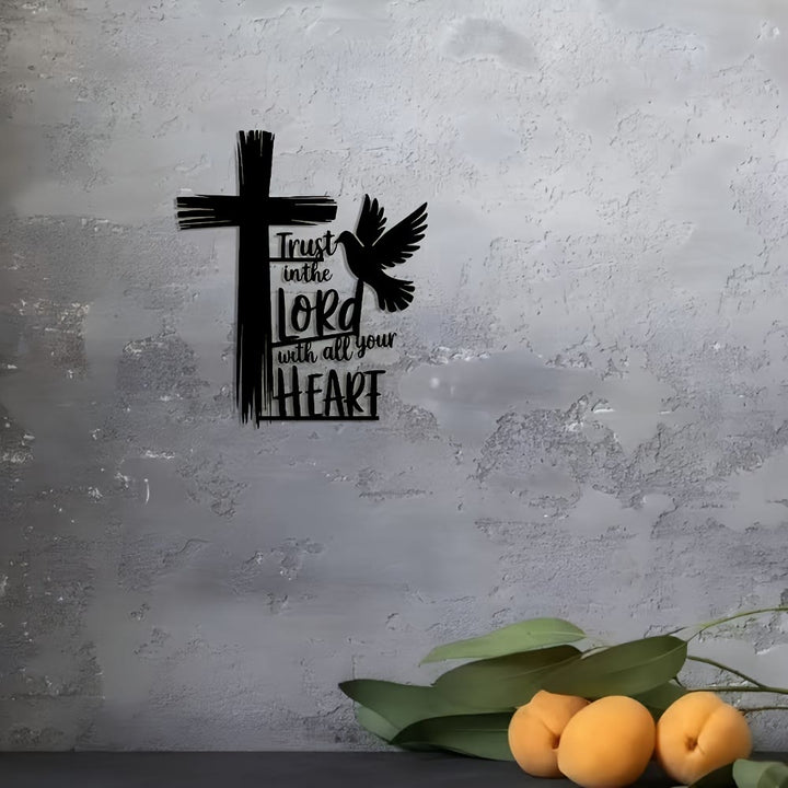 Christianartworkshop Black Metal Cross & Dove Wall Decor with Trust in the Lord Scripture - image 5
