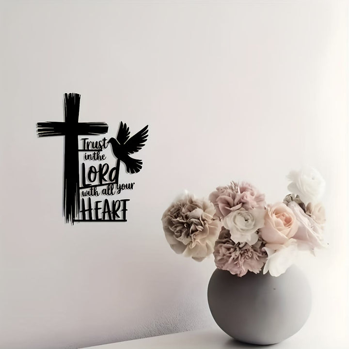Christianartworkshop Black Metal Cross & Dove Wall Decor with Trust in the Lord Scripture - image 3