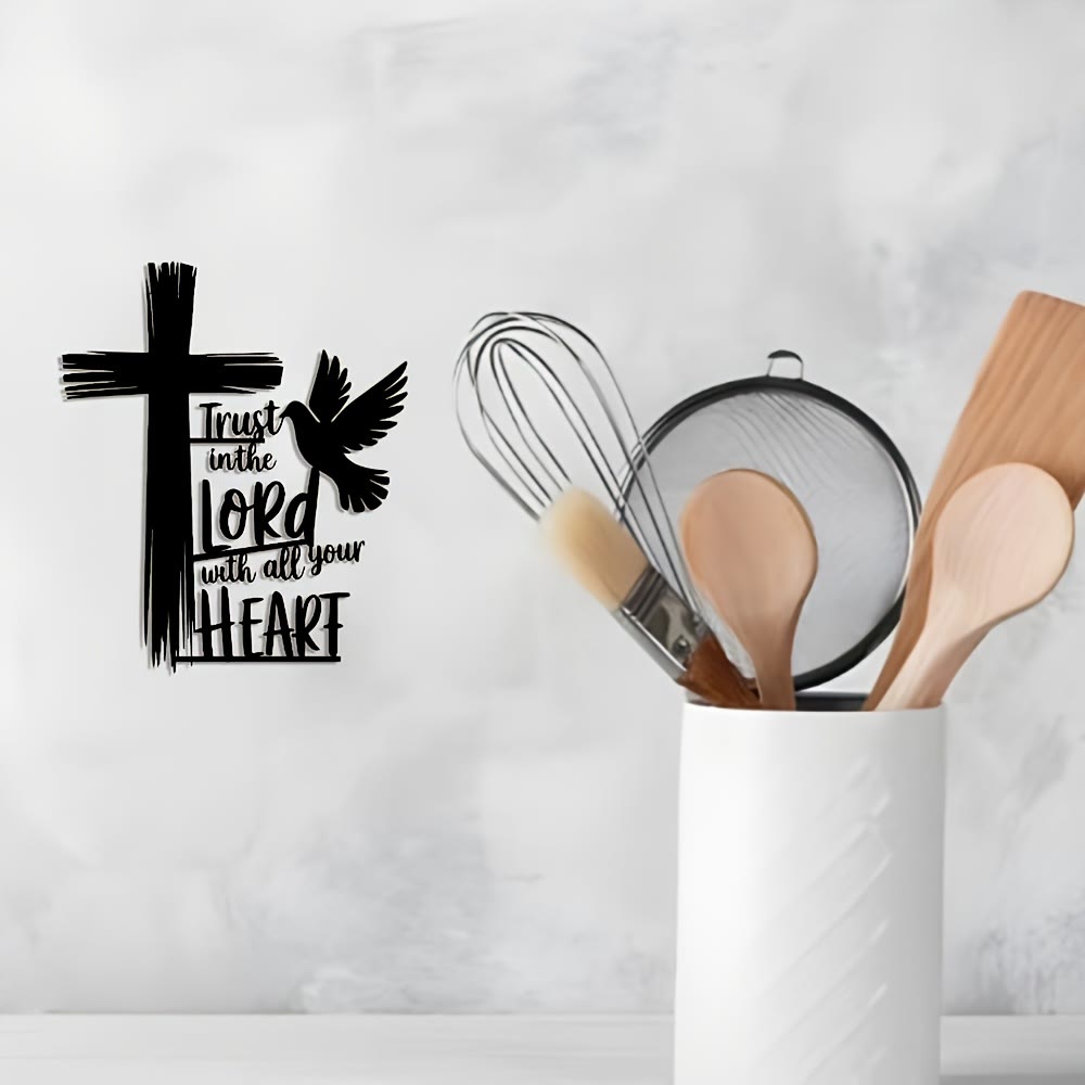Christianartworkshop Black Metal Cross & Dove Wall Decor with Trust in the Lord Scripture - image 4