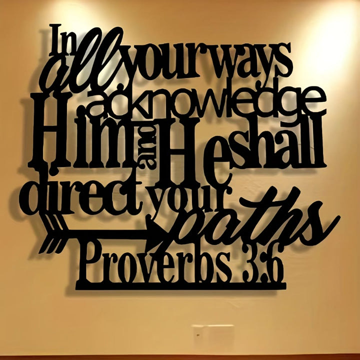 Christianartworkshop Proverbs 3:6 Black Metal Wall Sign with Arrow: Spiritual Direction - image 4