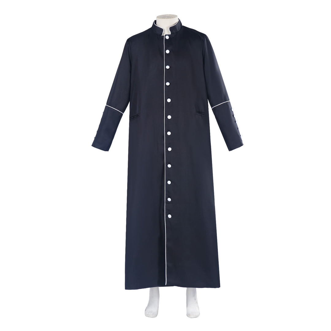 Christianartworkshop Classic Multicolor Clergy Robe Cassock with Contrast Trim & Medieval Elegance - Black with White Trim - 3XL - image 10