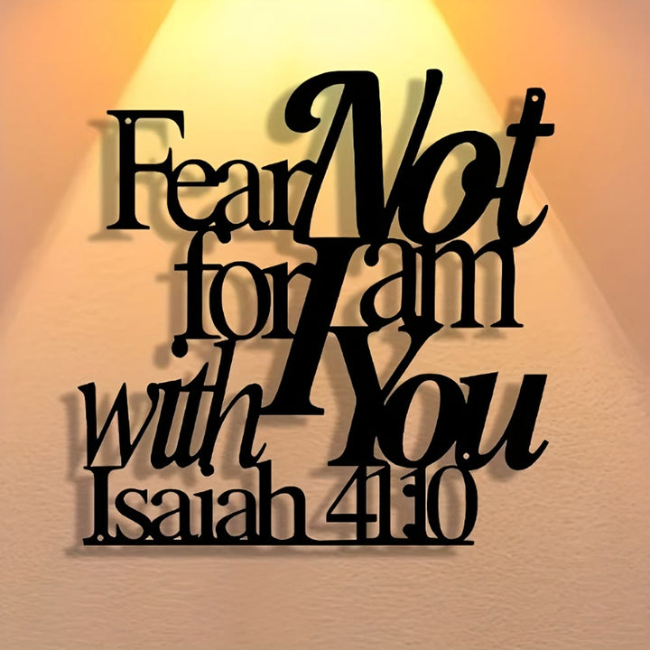 Christianartworkshop Artistic Black Metal Wall Decor: Isaiah 41:10 Fear Not for I Am with You - Black - 13.7"*13.77"/34.8*35 - image 0