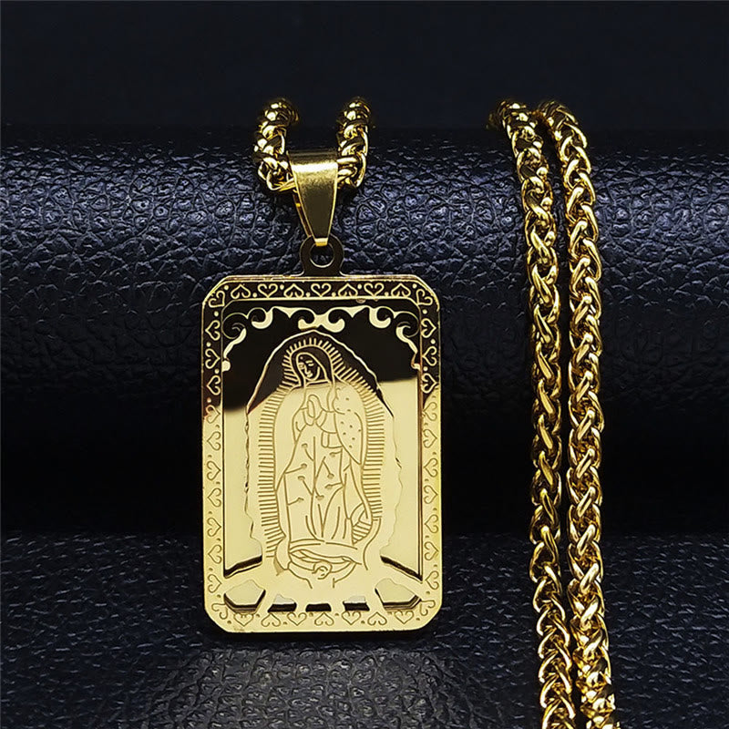 Christianartworkshop Two - Color Our Lady of Guadalupe Pendant Necklace with Heart - Edged Charm - image 1
