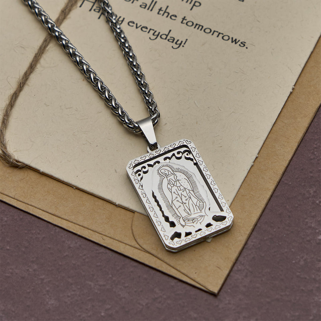Christianartworkshop Two - Color Our Lady of Guadalupe Pendant Necklace with Heart - Edged Charm - image 6