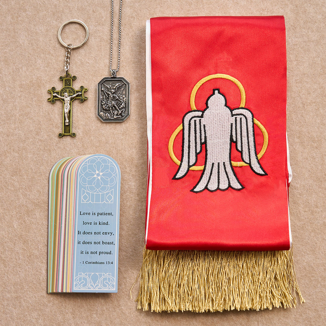 Christianartworkshop St. Michael Guardian and Grace Blessing Set for Pocket Prayer & Reflection - Metallic Necklace - image 0