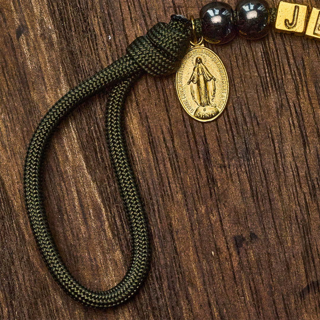 Christianartworkshop Hematite-Style Beads Compact Prayer Pocket Rosary with Crucifix & Personalized JESUS Letter - image 9