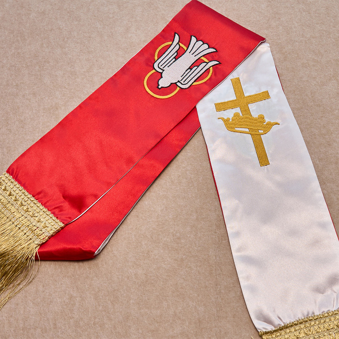 Christianartworkshop Holy Spirit Dove Red Stole Blessing Set with Wooden Rosary, Keychain & Bookmark - image 3