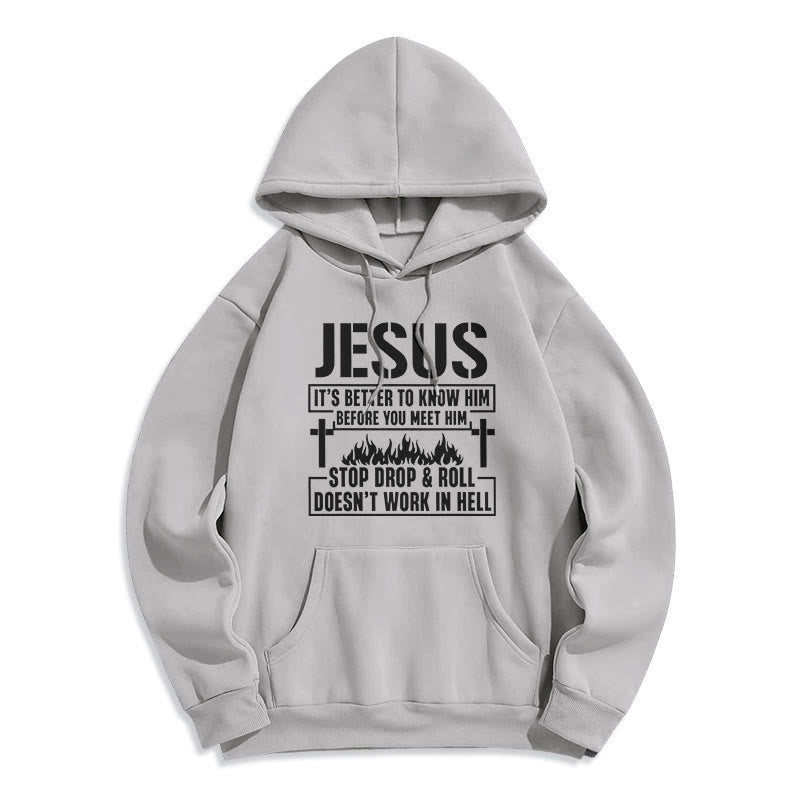 Christianartworkshop Jesus Cross & Flame Graphic with Faith Slogan Fleece Lined Polyester Hoodie - Grey - 2XL - image 4