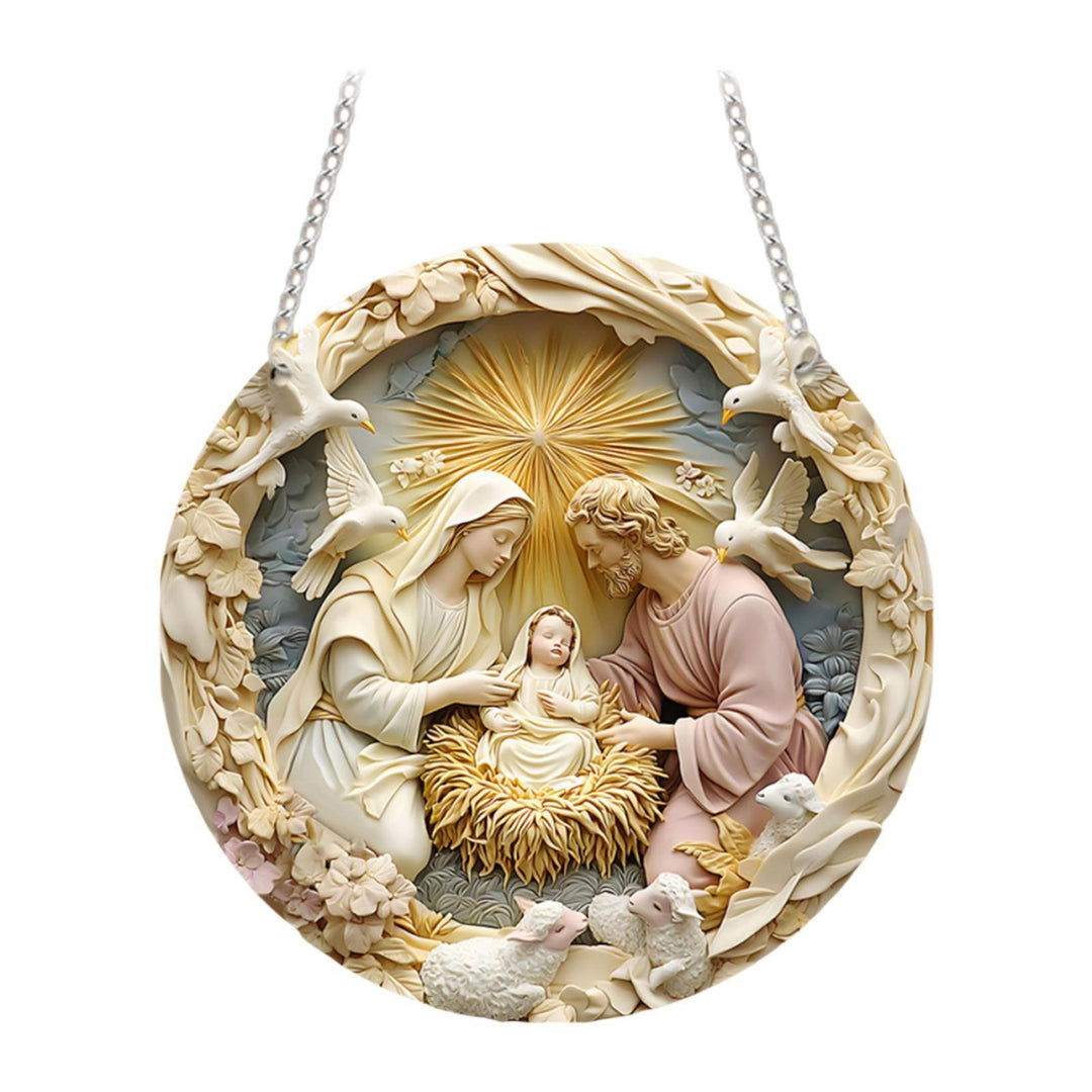 Christianartworkshop Nativity Holy Family with Bethlehem Star and Doves Hanging Ornaments - image 5
