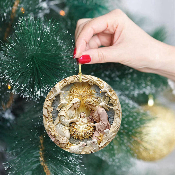 Christianartworkshop Nativity Holy Family with Bethlehem Star and Doves Hanging Ornaments - image 2
