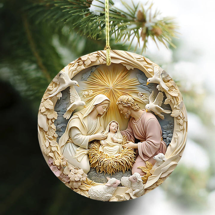 Christianartworkshop Nativity Holy Family with Bethlehem Star and Doves Hanging Ornaments - image 4