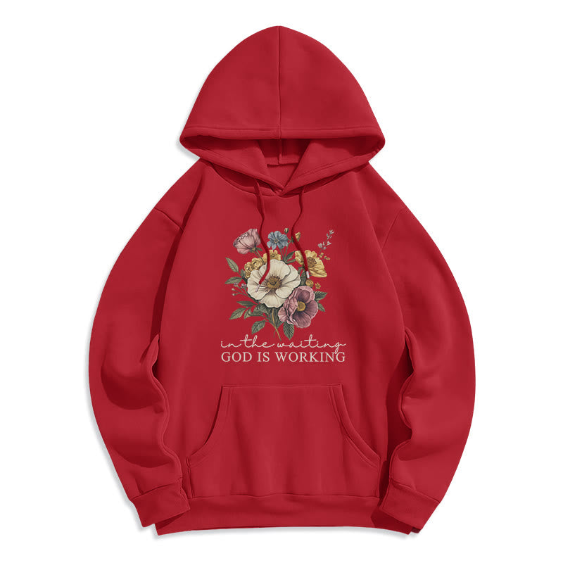 Christianartworkshop Daily Devotion Vintage Floral & Faith Slogan Fleece Lined Polyester Hoodie - Red - 2XL - image 0