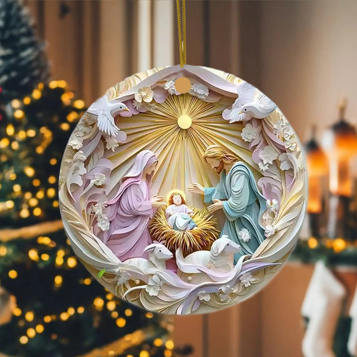 Christianartworkshop Celestial Pastel Nativity Holy Family Hanging Ornaments - image 4