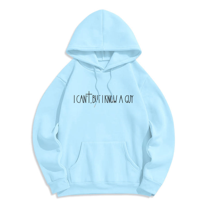 Christianartworkshop I Can't, But I Know A Guy with Cross Fleece Lined Polyester Hoodie - Blue - 2XL - image 6