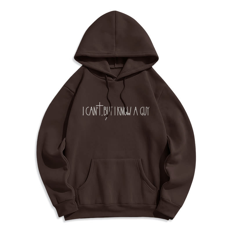Christianartworkshop I Can't, But I Know A Guy with Cross Fleece Lined Polyester Hoodie - Brown - 2XL - image 4