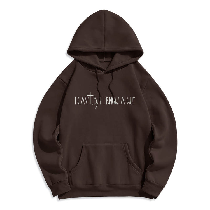 Christianartworkshop I Can't, But I Know A Guy with Cross Fleece Lined Polyester Hoodie - Brown - 2XL - image 4