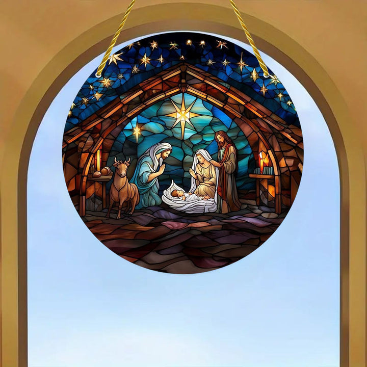 Christianartworkshop 7 Aesthetic Styles Cathedral Midnight Blue Nativity Hanging Ornaments - G - 7.87''/20cm - image 6