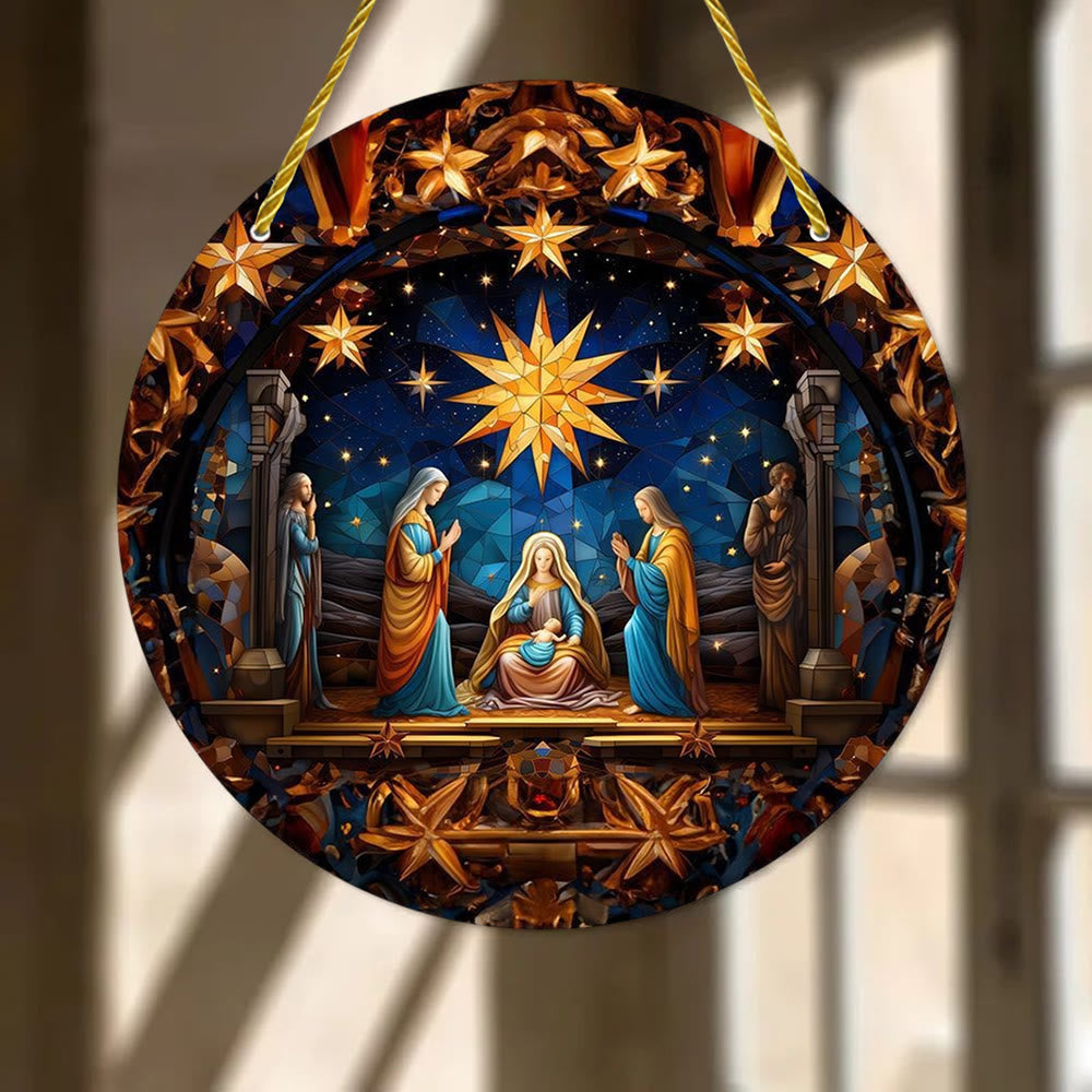 Christianartworkshop 7 Aesthetic Styles Cathedral Midnight Blue Nativity Hanging Ornaments - F - 7.87''/20cm - image 5