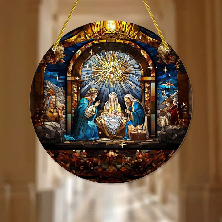 Christianartworkshop 7 Aesthetic Styles Cathedral Midnight Blue Nativity Hanging Ornaments - B - 7.87''/20cm - image 1