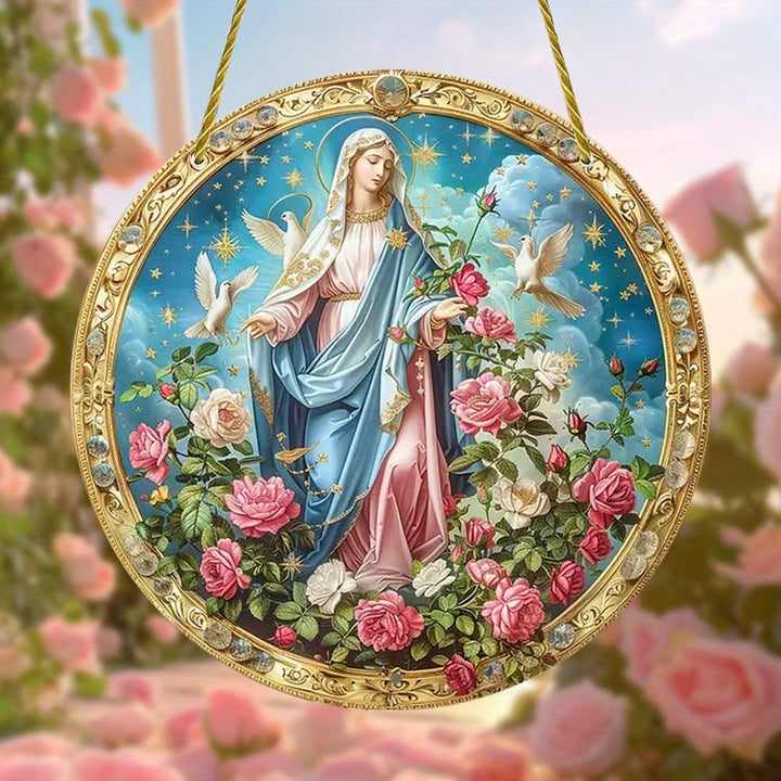 Christianartworkshop Mystical Rose Blessed Mother Garden Scene Hanging Ornaments - 7.87''/20cm - image 0