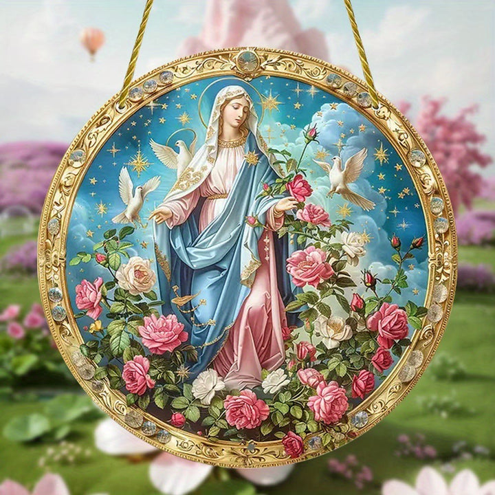 Christianartworkshop Mystical Rose Blessed Mother Garden Scene Hanging Ornaments - image 2
