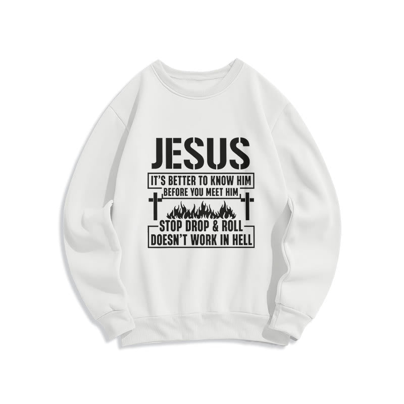 Christianartworkshop Jesus Cross & Flame Graphic with Faith Slogan Fleece Lined Polyester Sweatshirt - White - 2XL - image 2
