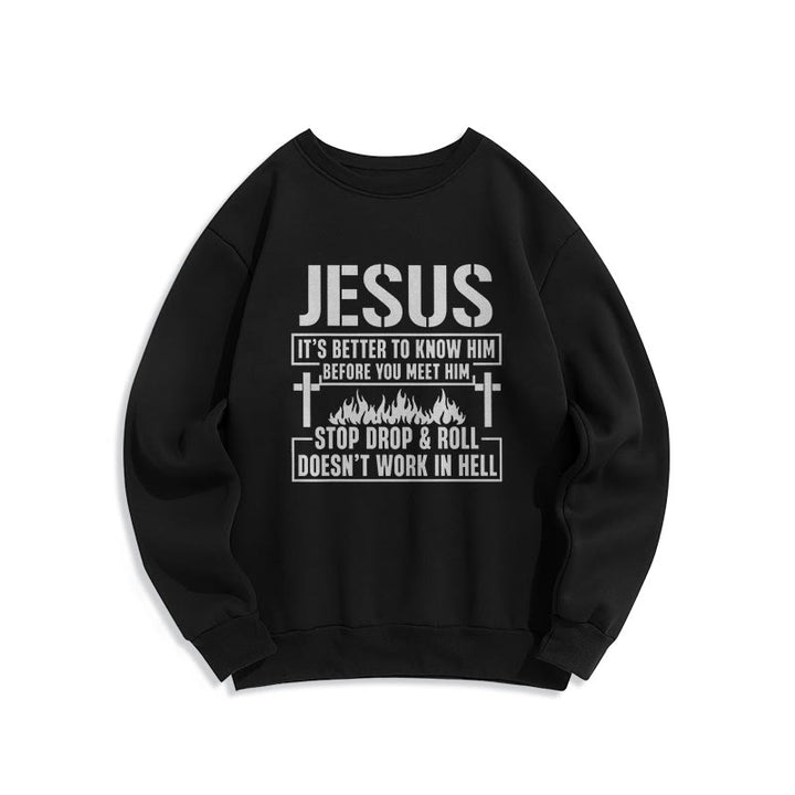Christianartworkshop Jesus Cross & Flame Graphic with Faith Slogan Fleece Lined Polyester Sweatshirt - Black - 2XL - image 4
