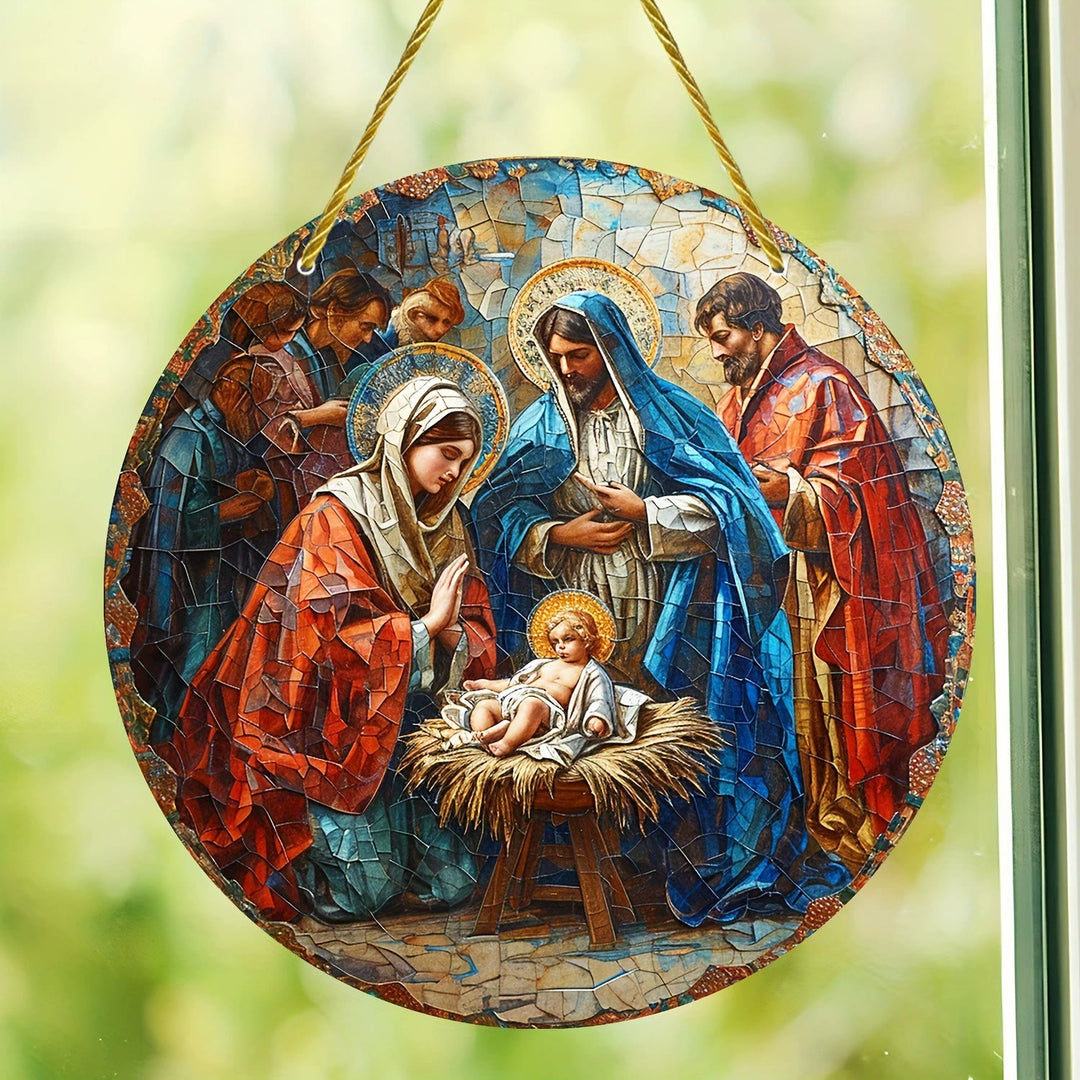 Christianartworkshop Light of tahe World Collection: Holy Family, Adoration & Blessing Scenes Hanging Ornaments - A - 7.87''/20cm - image 0