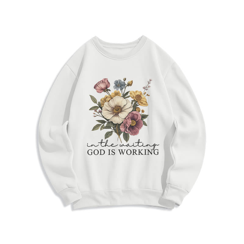 Christianartworkshop Daily Devotion Vintage Floral & Faith Slogan Fleece Lined Polyester Sweatshirt - White - 2XL - image 1