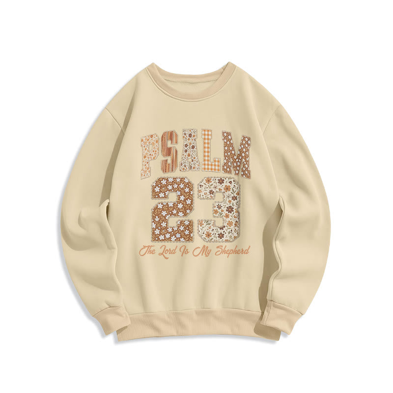Christianartworkshop Vintage Aesthetic Psalm 23 Faith Comfort Fleece Lined Polyester Sweatshirt - Beige - 2XL - image 1