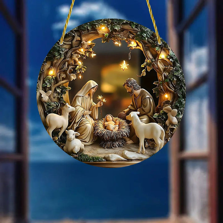 Christianartworkshop Stained-Glass Style Nativity Scenes & Radiant Christ Hanging Ornaments - image 7