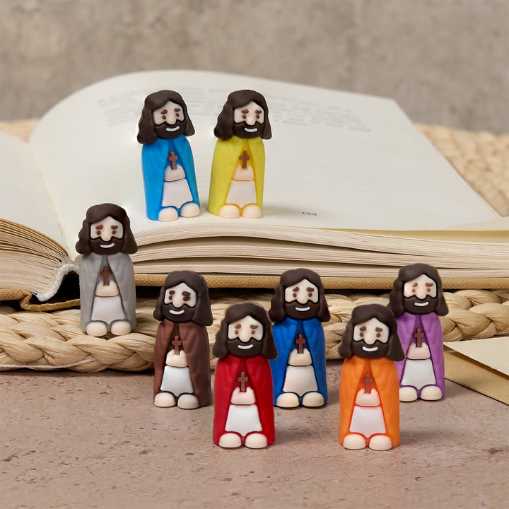 Christianartworkshop 8/16/24/32pcs Little Jesus Figurines in Eight Pastel & Bold Tones: Rainbow of Blessings - 32pcs/set - image 0