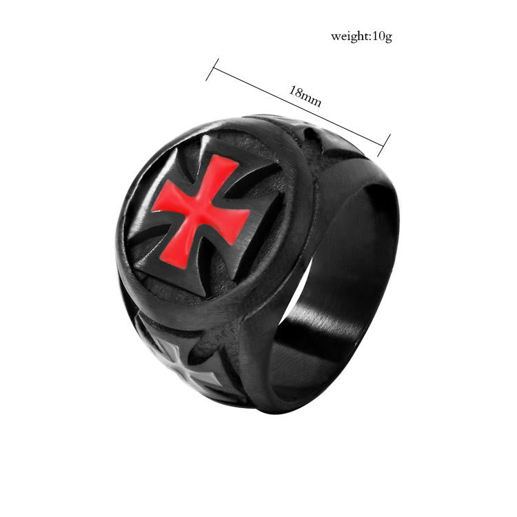 Christianartworkshop Black & Crimson Faith Armor Templar Cross Signet Ring  - image 2